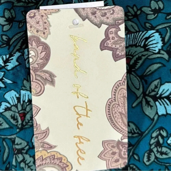 NWT BAND OF THE FREE Elise Teal Floral Boho High Waist Wide Leg Pants Sz Small - Picture 6 of 9